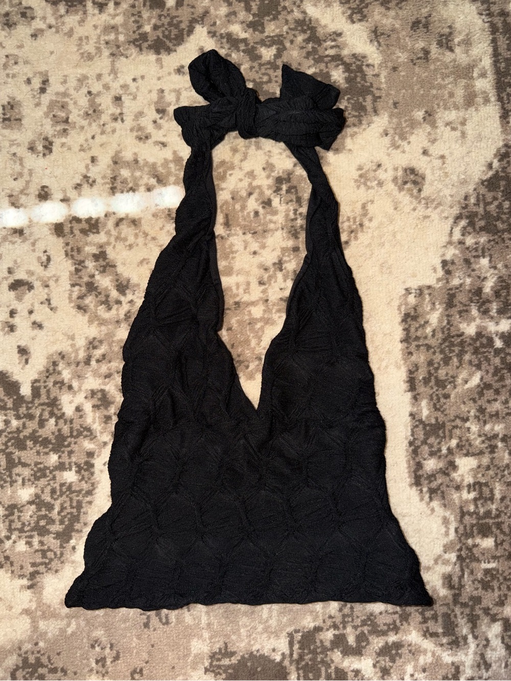 Black Bubble Textured Halter Top